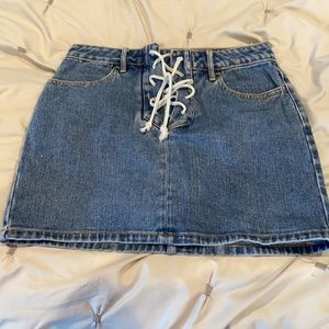 Lace up jean skirt by Pacsun